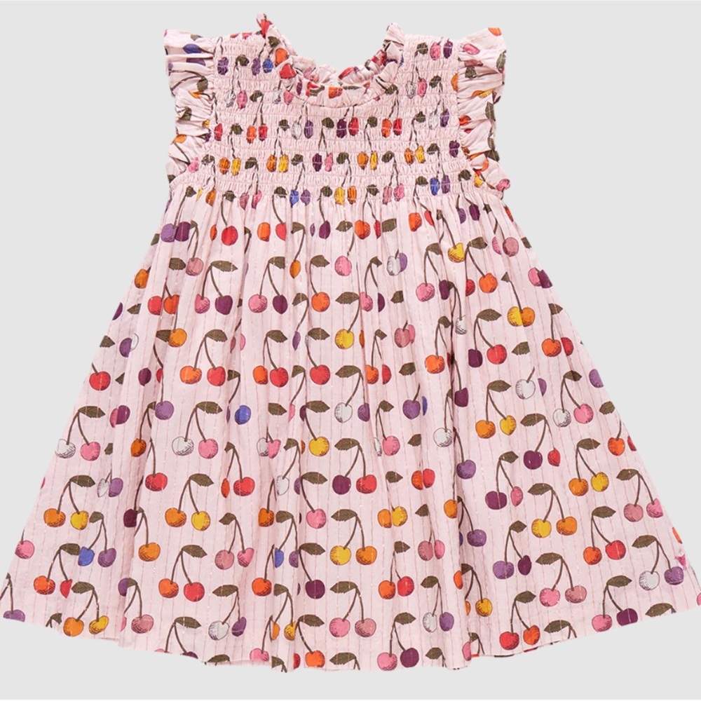 ⭐️Pink Chicken 3T Cherry Print Dress with Pink Metallic Thread